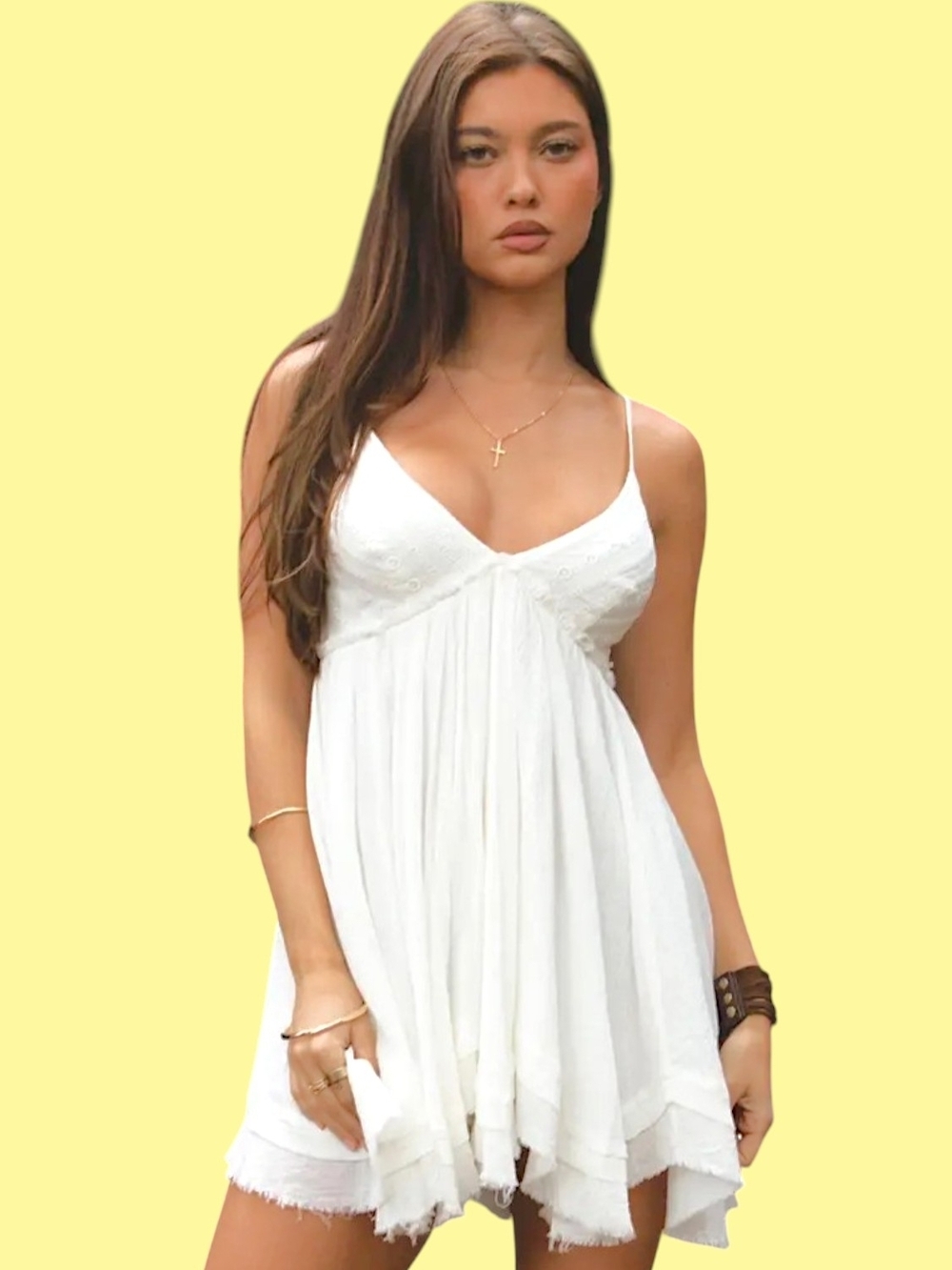 🚺 TicToc Lumi Embroidered Raw Hemline Baby Doll Dress — 100% Organic Cotton - Picture 4 of 10